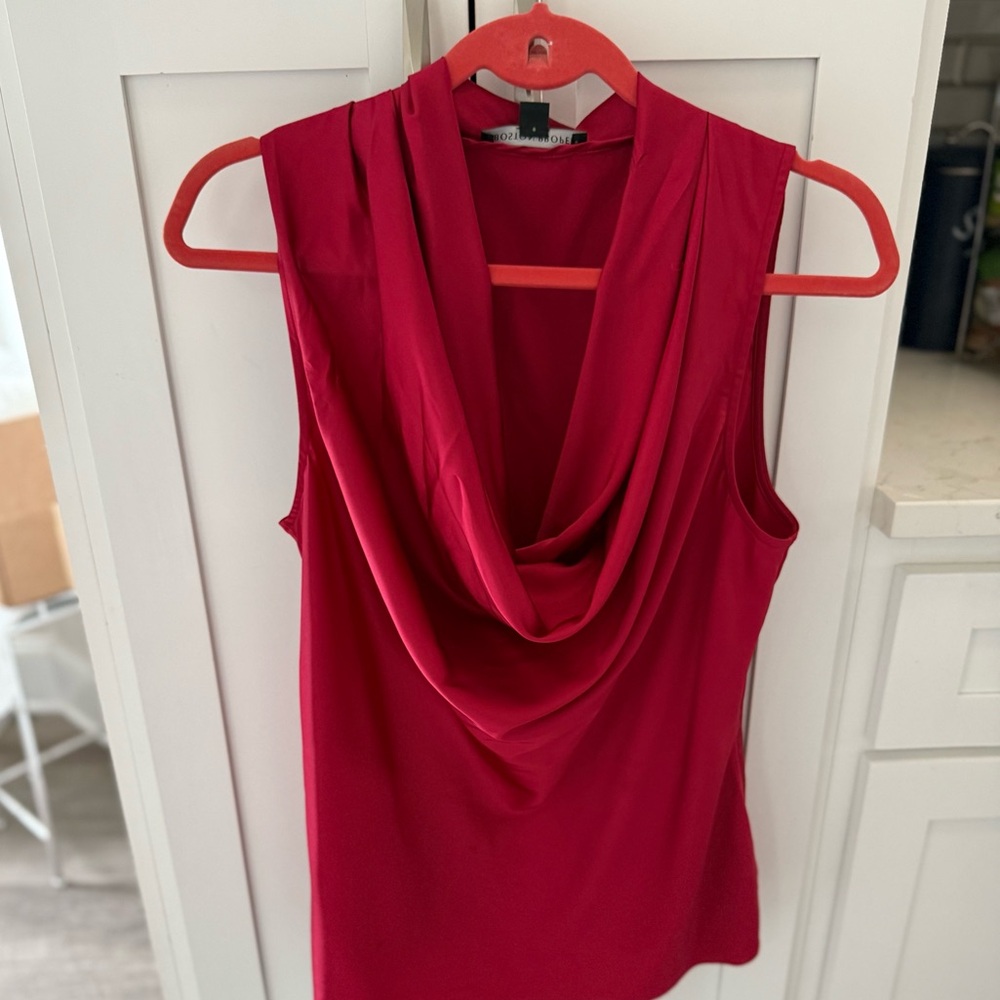 Red/Wine Satin Cowl-Neck Charm Blouse – Size M – Elegant & Versatile- Worn once - Picture 5 of 10